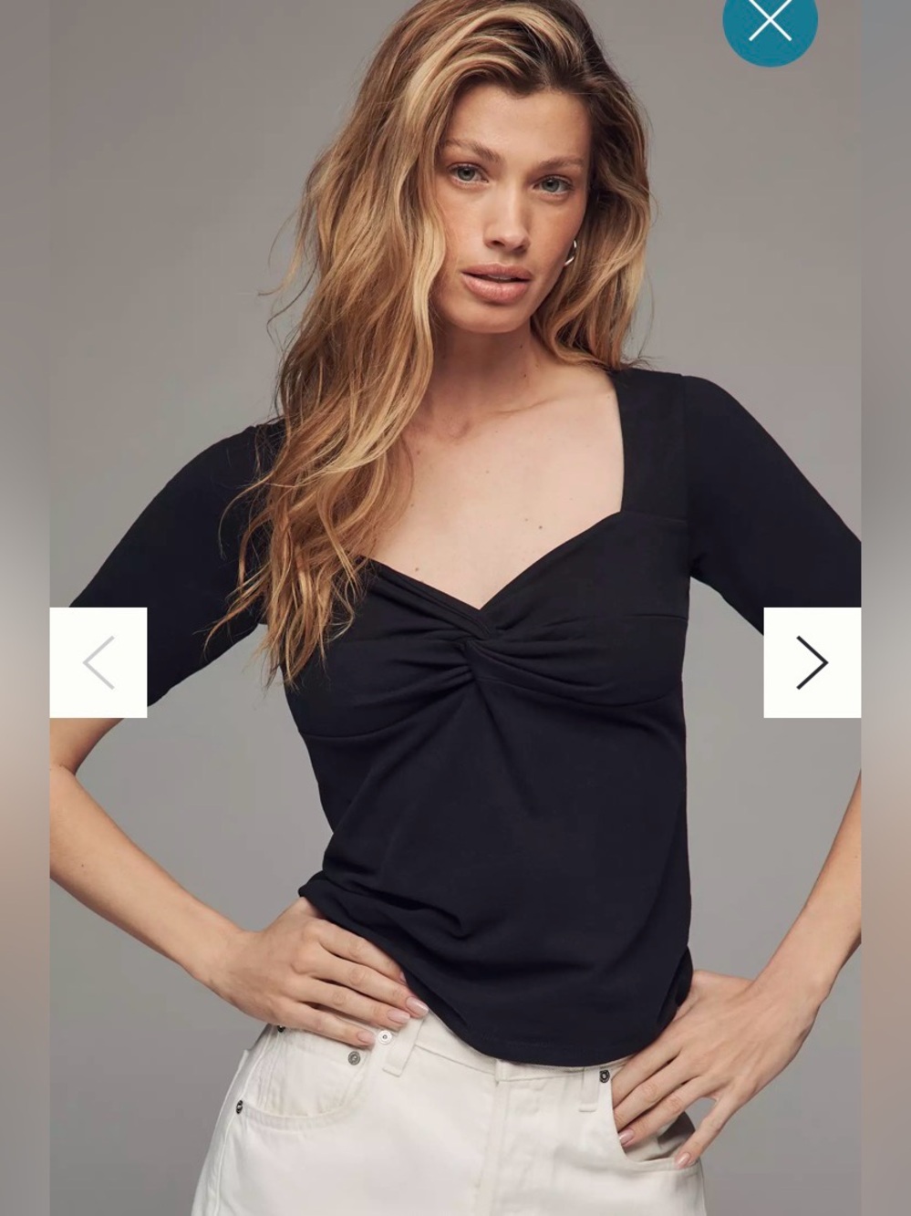 Nation LTD Black  Lana Twist-Knot V-Neck Short Sleeve Top